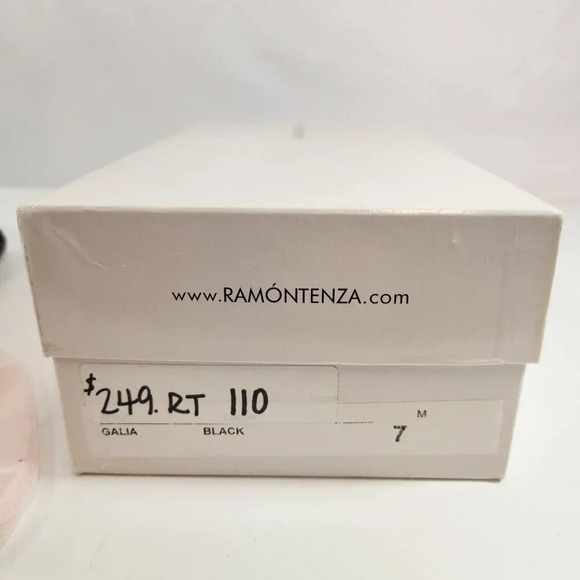 Ramon Tenza Galia Open Toe Black Heels Women 7M Striped Spain with Box Shoe Bag - Picture 13 of 13